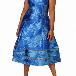 Adrianna Papell Jacquard Floral Midi Dress